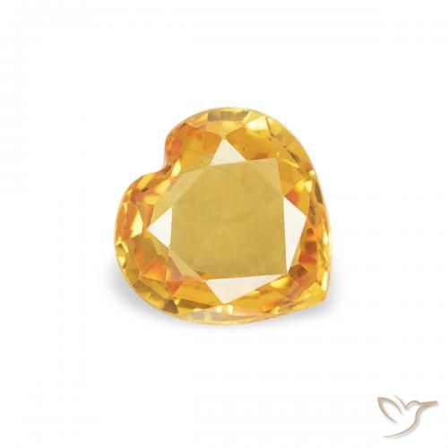 Zaffiro Arancio Dorato Profondo naturale da 0.37 ct, Cuore, VVS-VS