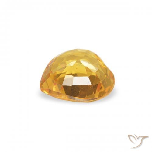 Zaffiro Arancio Dorato Profondo naturale da 0.37 ct, Cuore, VVS-VS