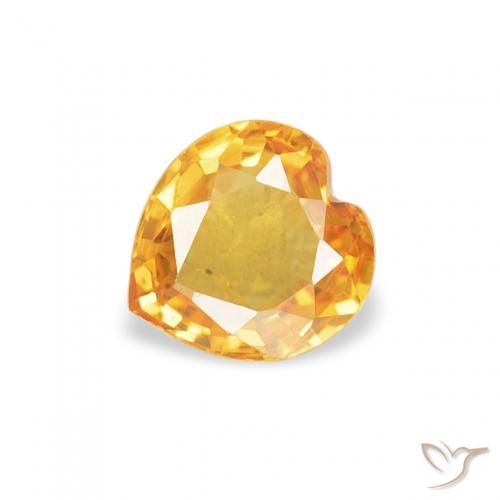0.43ct Naturale Arancio Dorato Profondo Zaffiro, Cuore, VVS-VS