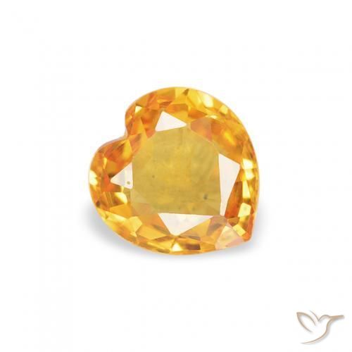 Zaffiro Arancio Dorato Profondo naturale da 0.43 ct, Cuore, VVS-VS