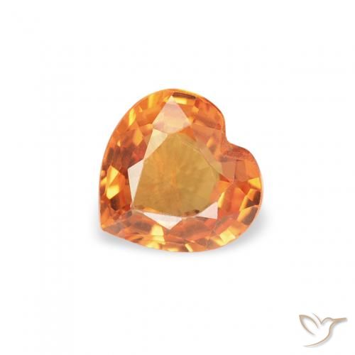 Zaffiro Arancione brillante naturale da 0.37 ct, Cuore, VVS-VS