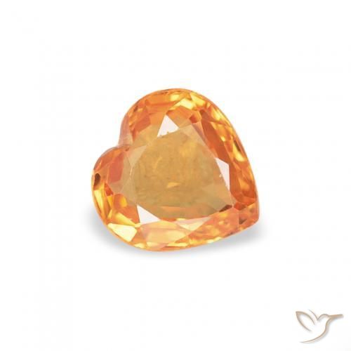 Zaffiro Arancio intenso-OroG naturale da 0.39 ct, Cuore, VVS-VS