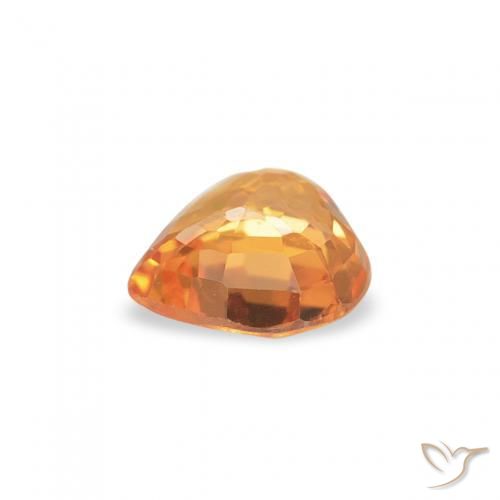 Zaffiro Arancio intenso-OroG naturale da 0.39 ct, Cuore, VVS-VS