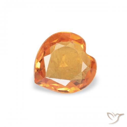 0.35ct Naturale Arancione scuro Zaffiro, Cuore, VVS-VS