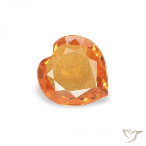Zaffiro Arancione scuro naturale da 0.35 ct, Cuore, VVS-VS