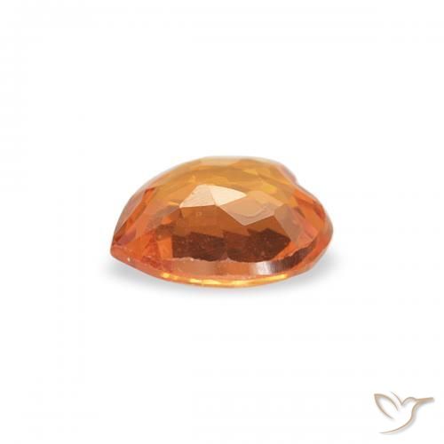 Zaffiro Arancione scuro naturale da 0.35 ct, Cuore, VVS-VS