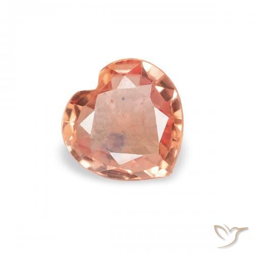 Zaffiro Arancione rossastra naturale da 0.33 ct, Cuore, VVS-VS