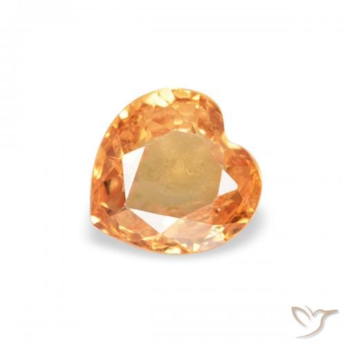 0.42ct Naturale Arancio Intenso Zaffiro, Cuore, VS