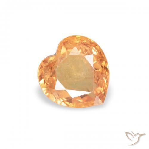 Zaffiro Arancio Intenso naturale da 0.42 ct, Cuore, VS