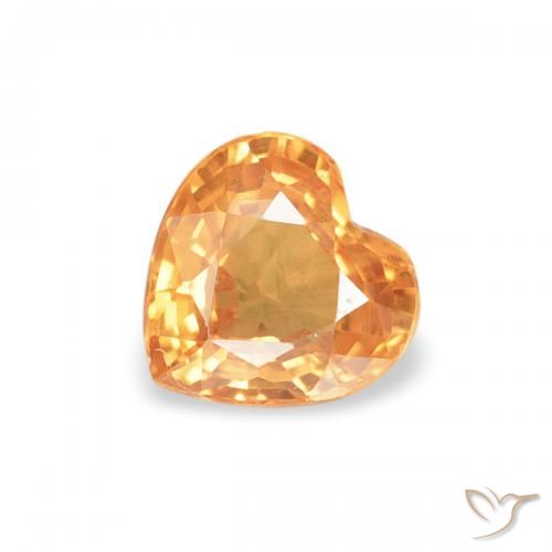 0.45ct Naturale Arancione brillante Zaffiro, Cuore, VS