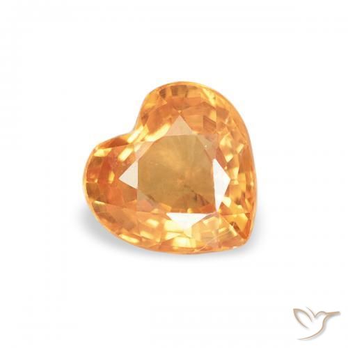 Zaffiro Arancione brillante naturale da 0.45 ct, Cuore, VS