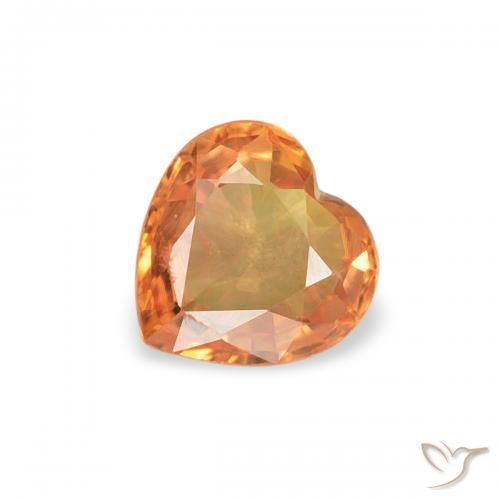 0.40ct Naturale Arancione scuro Zaffiro, Cuore, VS