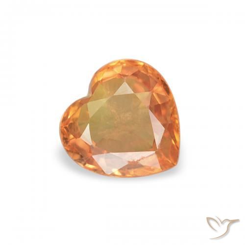 Zaffiro Arancione scuro naturale da 0.40 ct, Cuore, VS