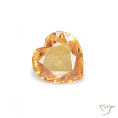 Zaffiro Arancio-Oro naturale da 0.35 ct, Cuore, VVS-VS