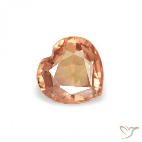 Zaffiro Arancione rossastra naturale da 0.40 ct, Cuore, VVS-VS