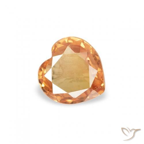 Zaffiro Arancione brillante naturale da 0.38 ct, Cuore, VVS-VS
