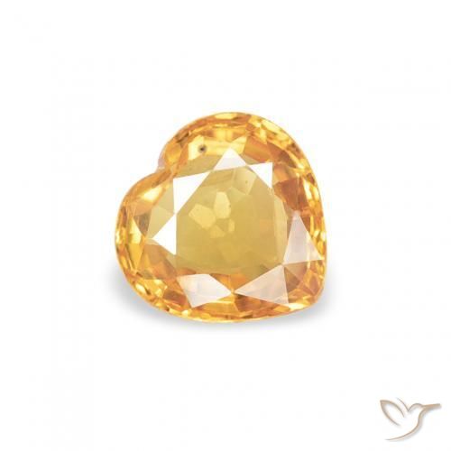 Zaffiro Arancio-Oro naturale da 0.44 ct, Cuore, VVS-VS