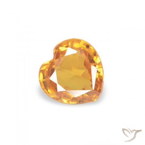 Zaffiro Arancio-Oro naturale da 0.37 ct, Cuore, VVS-VS