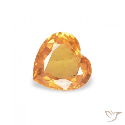0.41ct Naturale Arancio Intenso Zaffiro, Cuore, VVS-VS