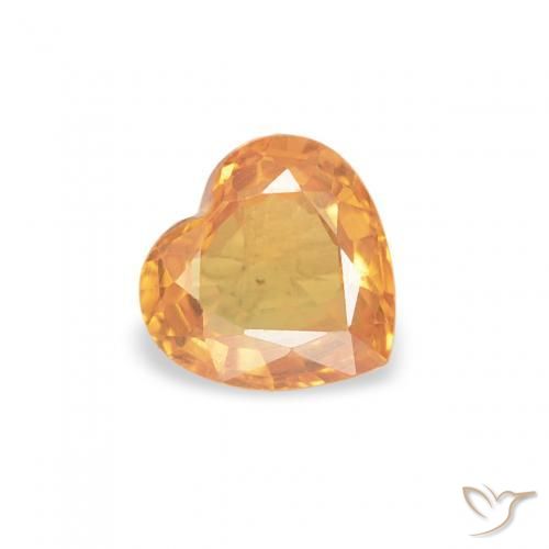 Zaffiro Arancio Intenso naturale da 0.41 ct, Cuore, VVS-VS