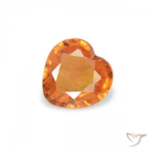 0.29ct Naturale Arancione rossastra Zaffiro, Cuore, VS