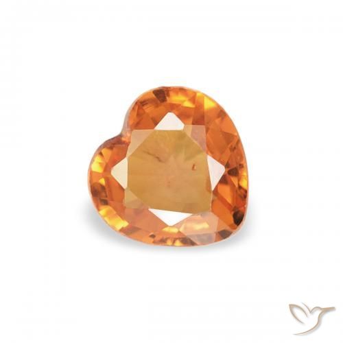 Zaffiro Arancione rossastra naturale da 0.29 ct, Cuore, VS