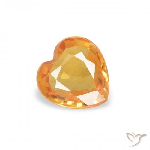 Zaffiro Arancio Medio naturale da 0.36 ct, Cuore, VS