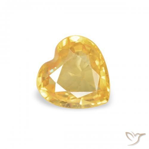 Zaffiro Dorato medio naturale da 0.39 ct, Cuore, VVS-VS