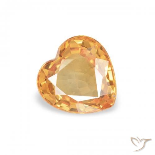 Zaffiro Arancio Medio naturale da 0.45 ct, Cuore, VVS-VS