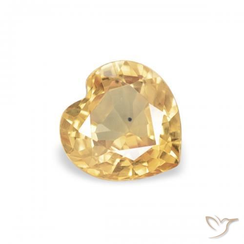 Zaffiro Dorato naturale da 0.45 ct, Cuore, VVS-VS