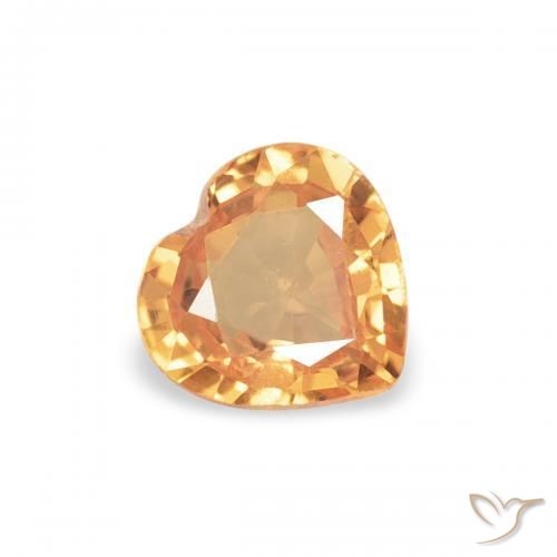 Zaffiro Arancio Medio naturale da 0.37 ct, Cuore, VVS-VS