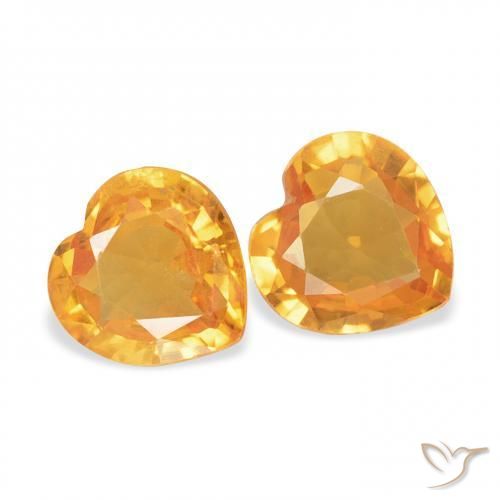 Gemme di Zaffiro Arancio Medio naturale da 0.71 ct, Cuore, VVS-VS