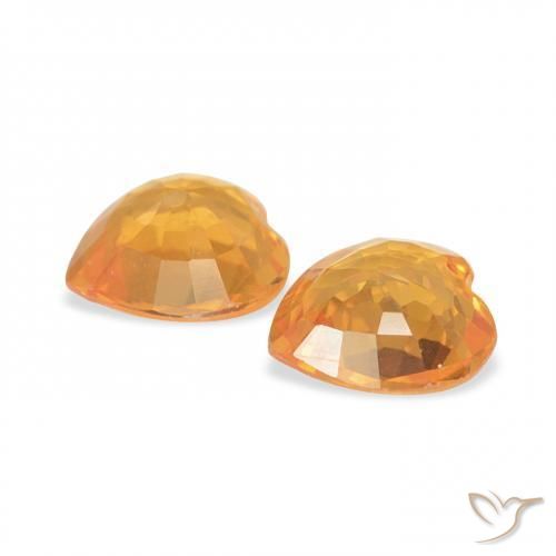 Gemme di Zaffiro Arancio Medio naturale da 0.71 ct, Cuore, VVS-VS