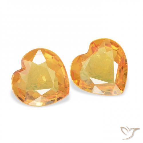 Gemme di Zaffiro Arancio-Oro naturale da 0.61 ct, Cuore, VVS-VS