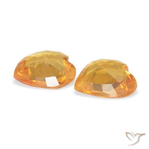 Gemme di Zaffiro Arancio-Oro naturale da 0.61 ct, Cuore, VVS-VS