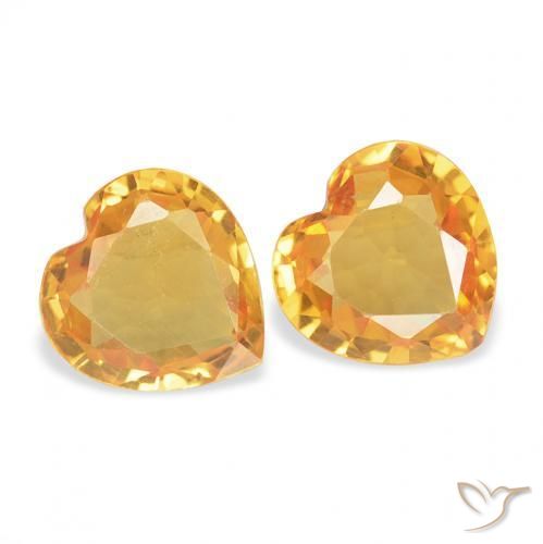 Gemme di Zaffiro Arancio Medio naturale da 0.68 ct, Cuore, VVS-VS