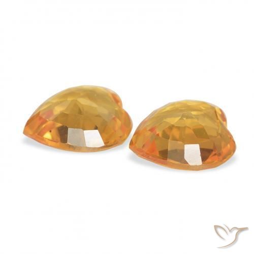 Gemme di Zaffiro Arancio Medio naturale da 0.68 ct, Cuore, VVS-VS
