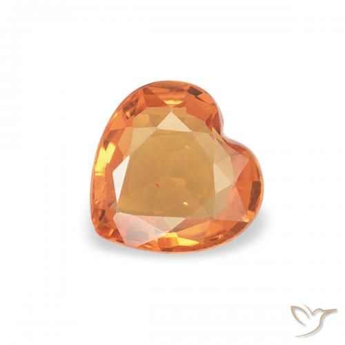 0.36ct Naturale Arancione rossastra Zaffiro, Cuore, VVS-VS