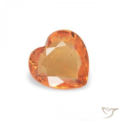 Zaffiro Arancione rossastra naturale da 0.36 ct, Cuore, VVS-VS