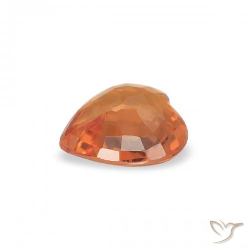 Zaffiro Arancione rossastra naturale da 0.36 ct, Cuore, VVS-VS