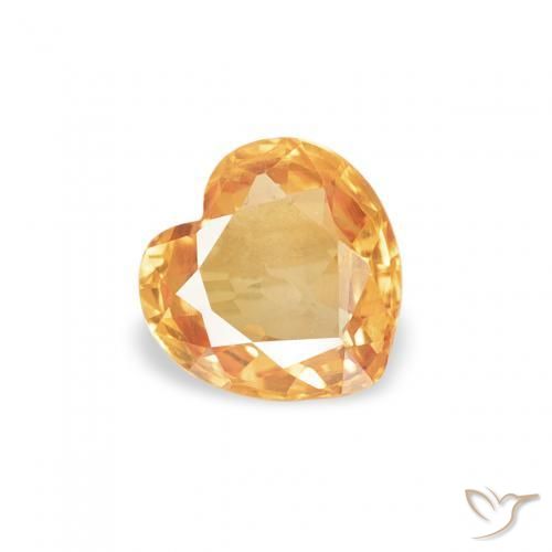 Zaffiro Arancio Medio naturale da 0.42 ct, Cuore, VVS-VS