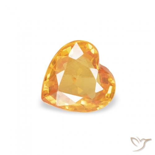 0.40ct Naturale Arancio-Oro Zaffiro, Cuore, VVS-VS