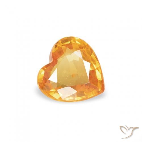 Zaffiro Arancio-Oro naturale da 0.40 ct, Cuore, VVS-VS