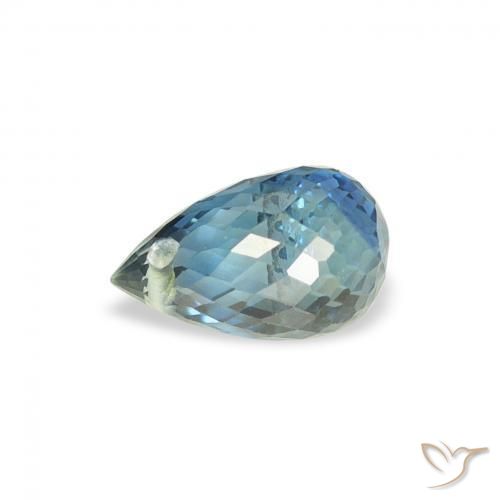 Zaffiro Teal-blu naturale da 0.74 ct, Taglio briolette, VS