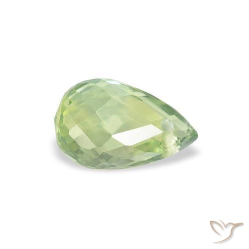 Zaffiro Verde molto chiaro naturale da 0.77 ct, Taglio briolette, VS