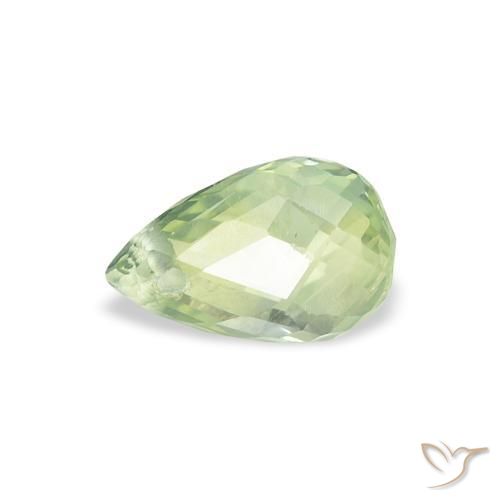 Zaffiro Verde molto chiaro naturale da 0.77 ct, Taglio briolette, VS