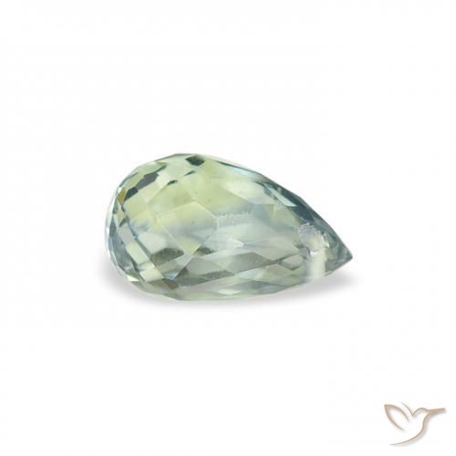 Zaffiro Verde pallido naturale da 0.69 ct, Taglio briolette, VS