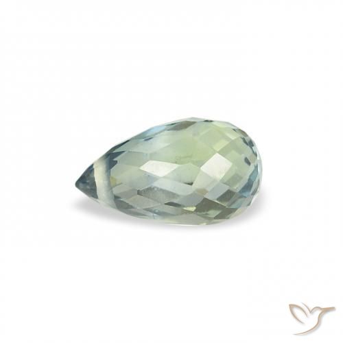 Zaffiro Verde pallido naturale da 0.69 ct, Taglio briolette, VS