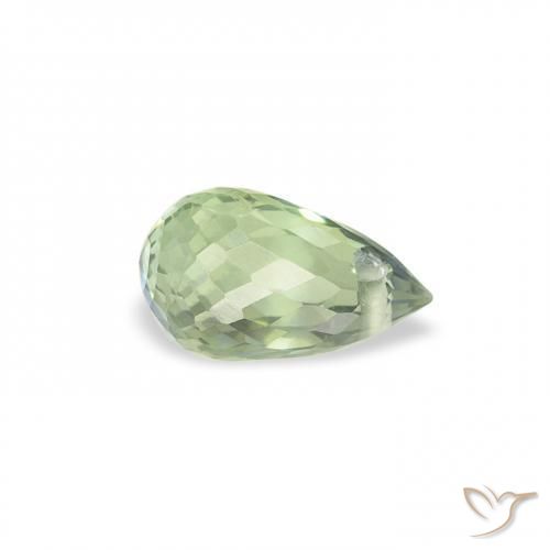 Zaffiro Verde pallido naturale da 0.62 ct, Taglio briolette, VS