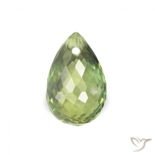 Zaffiro Verde foresta chiaro naturale da 0.92 ct, Taglio briolette, VS